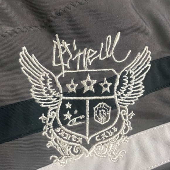 Y2K O’Neill Taupe Track Jacket Zip-Up Striped Logo Size S 2000s - Picture 12 of 12